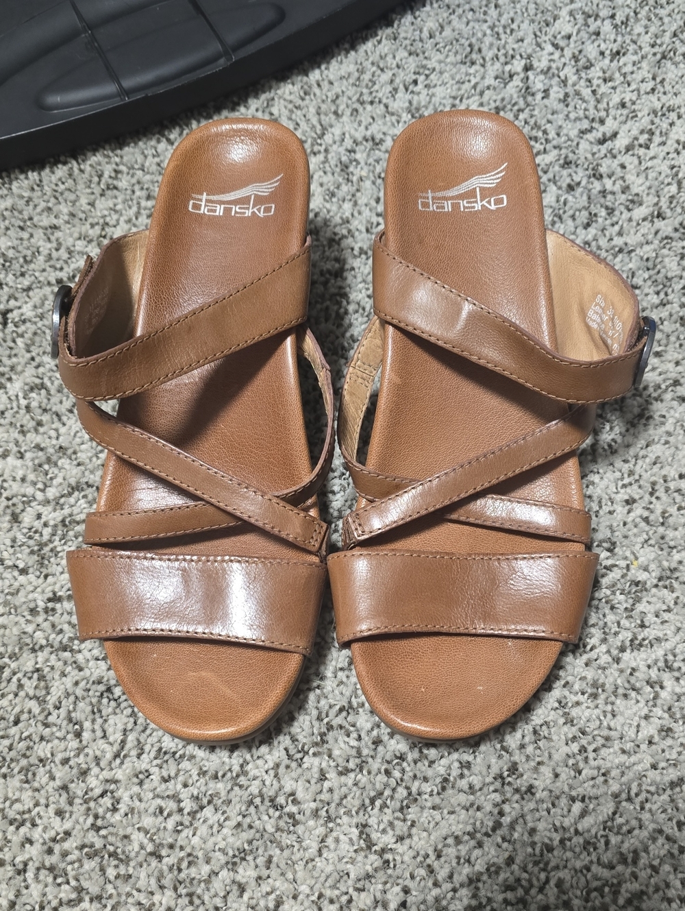 Dansko Tan Leather Crossover Strap Sandals